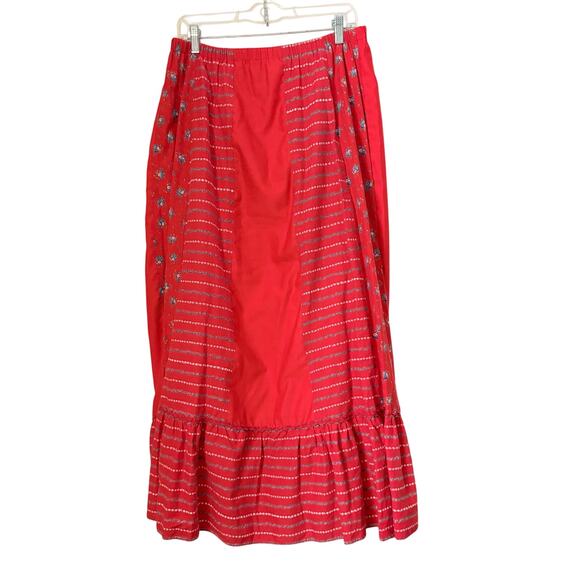 80s VTG Prairie Women's Skirt Carefree Fashions Floral Western Maxi Red Size L - Picture 1 of 5